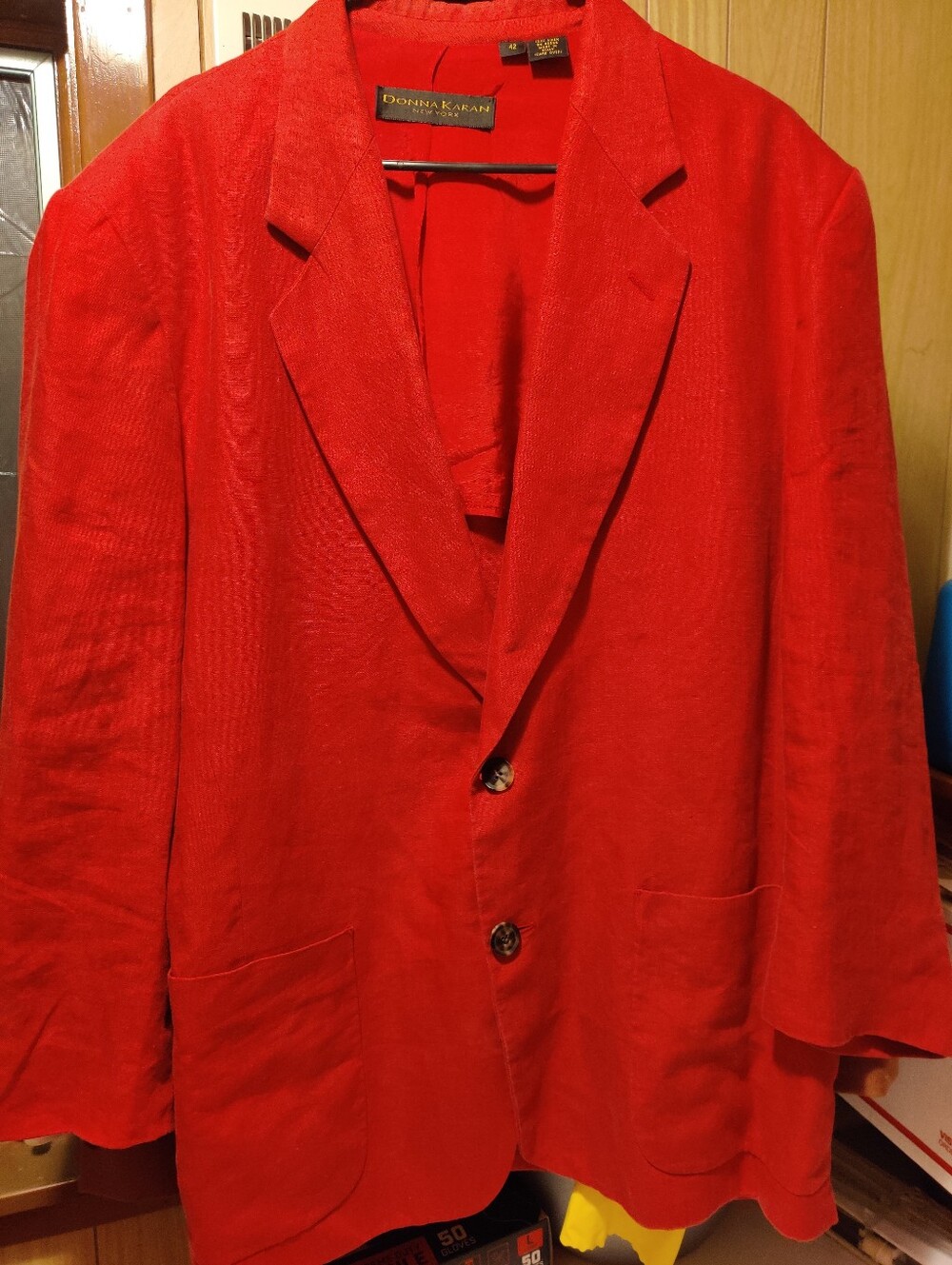 Donna Karan 100% Linen Red Blazer 42R